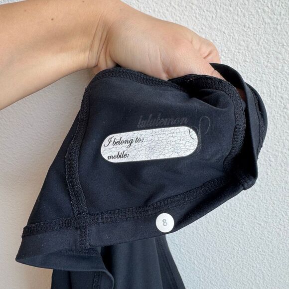 Lululemon Run Trail Fold Collar Long Sleeve Black Thumb Hole Size 8 Medium - Picture 8 of 8